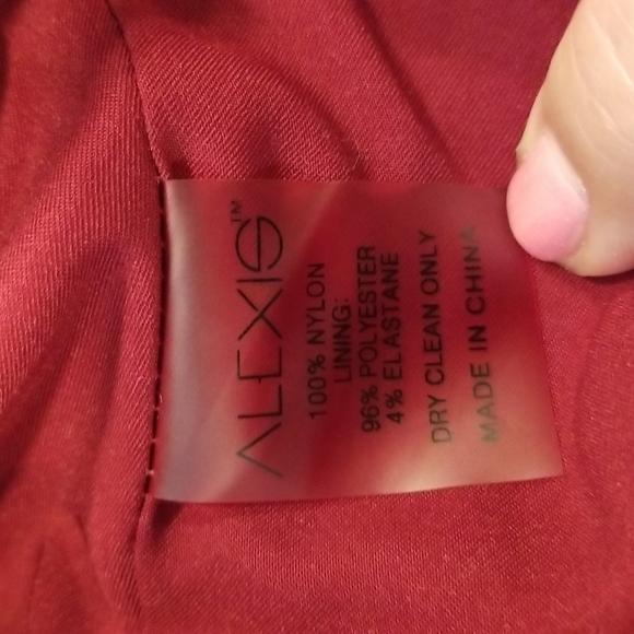 💕ALEXIS💕 Ilana Lace Long Sleeve Dress ~ Dark Red XS One Shoulder Sheath Dress - Picture 14 of 14